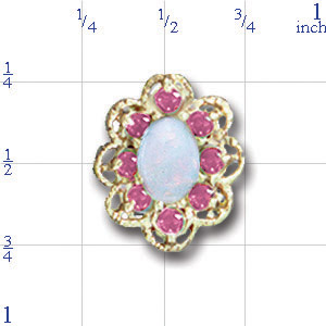 A1605 14K OPAL ROUND PINK TOURMALINE SLIDE 